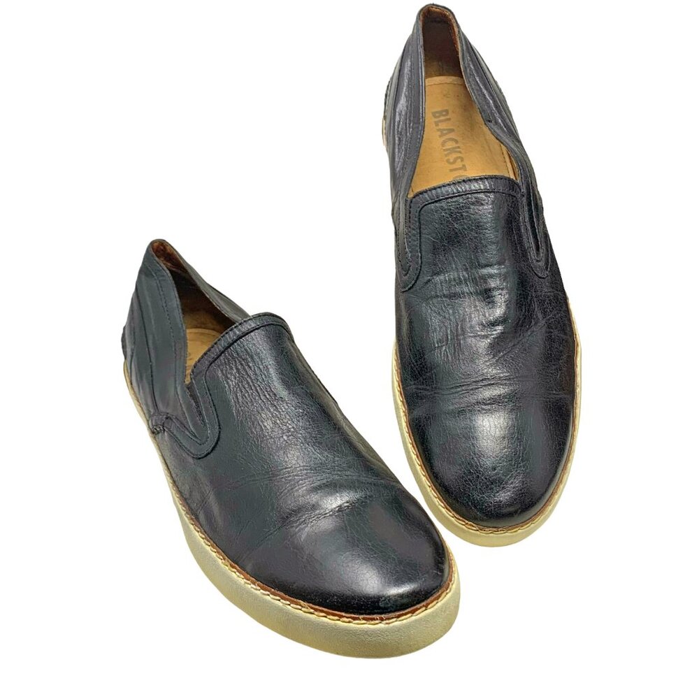 Blackstone SCM-003 Black Leather Minimalist Slip‎ On Sneakers
